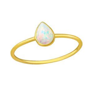 24k Gold Vermeil Pear Cut Opal Ring